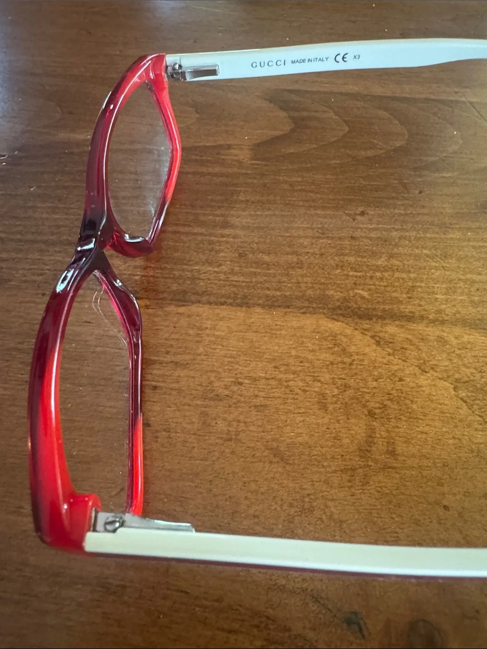 Gucci GG3181 Red Frame Eyeglasses w/Red White Blue Stripe Vintage Y2K
